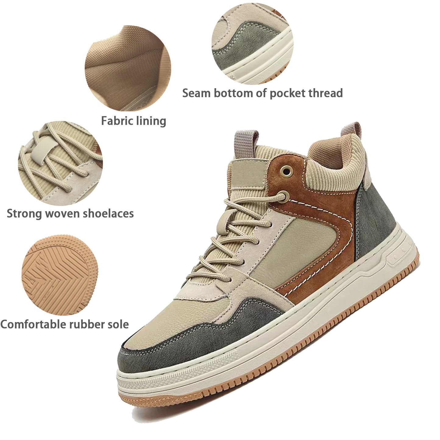 Men's Skateboarding Shoes Sneakers Leather Low-top Lace Up Flats for Male Retro Handmade Casual