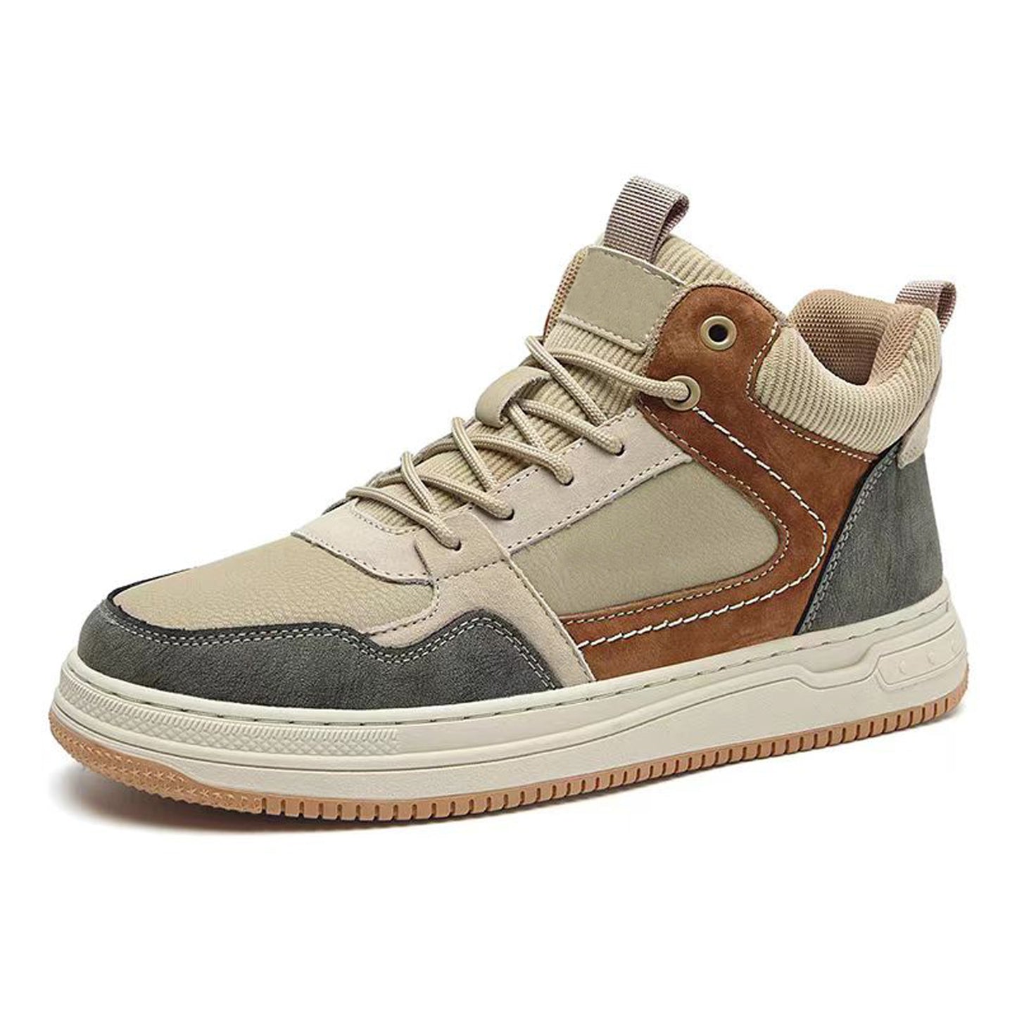 Men's Skateboarding Shoes Sneakers Leather Low-top Lace Up Flats for Male Retro Handmade Casual
