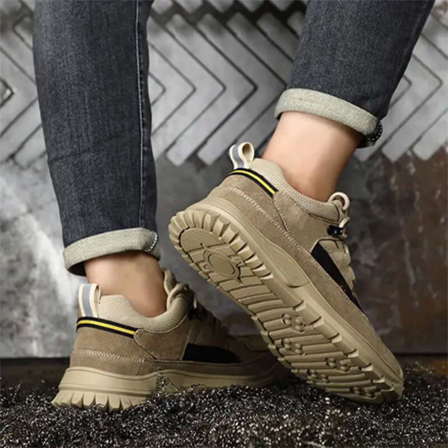 Sicherheitsschuhe Herren Leicht Atmungsaktive Arbeitsschuhe mit Stahlkappe Sneaker Schutzschuhe