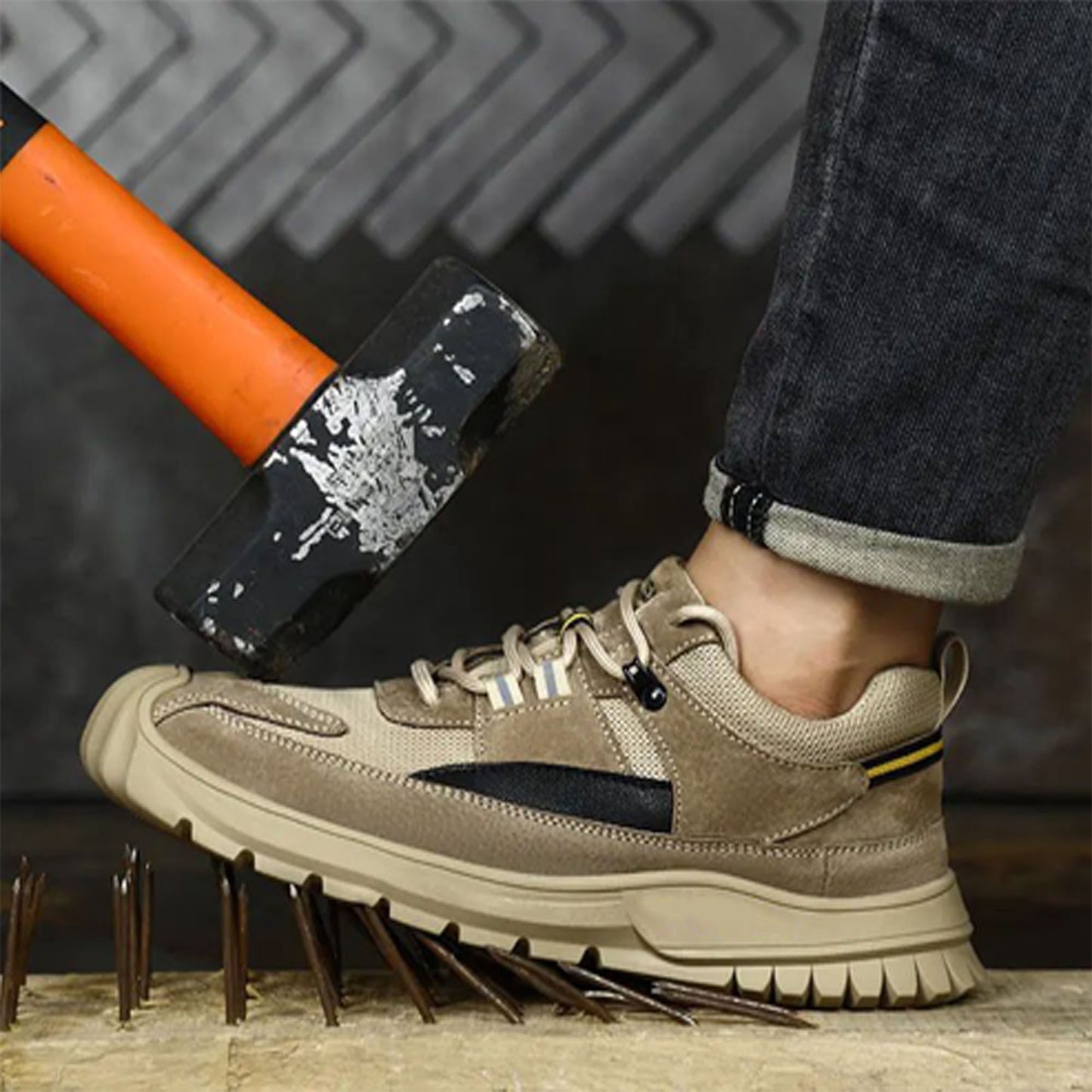 Sicherheitsschuhe Herren Leicht Atmungsaktive Arbeitsschuhe mit Stahlkappe Sneaker Schutzschuhe