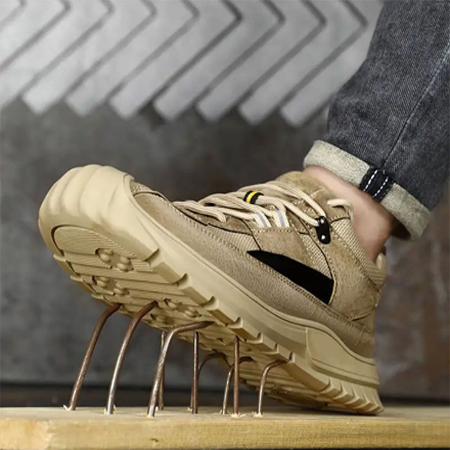 Sicherheitsschuhe Herren Leicht Atmungsaktive Arbeitsschuhe mit Stahlkappe Sneaker Schutzschuhe