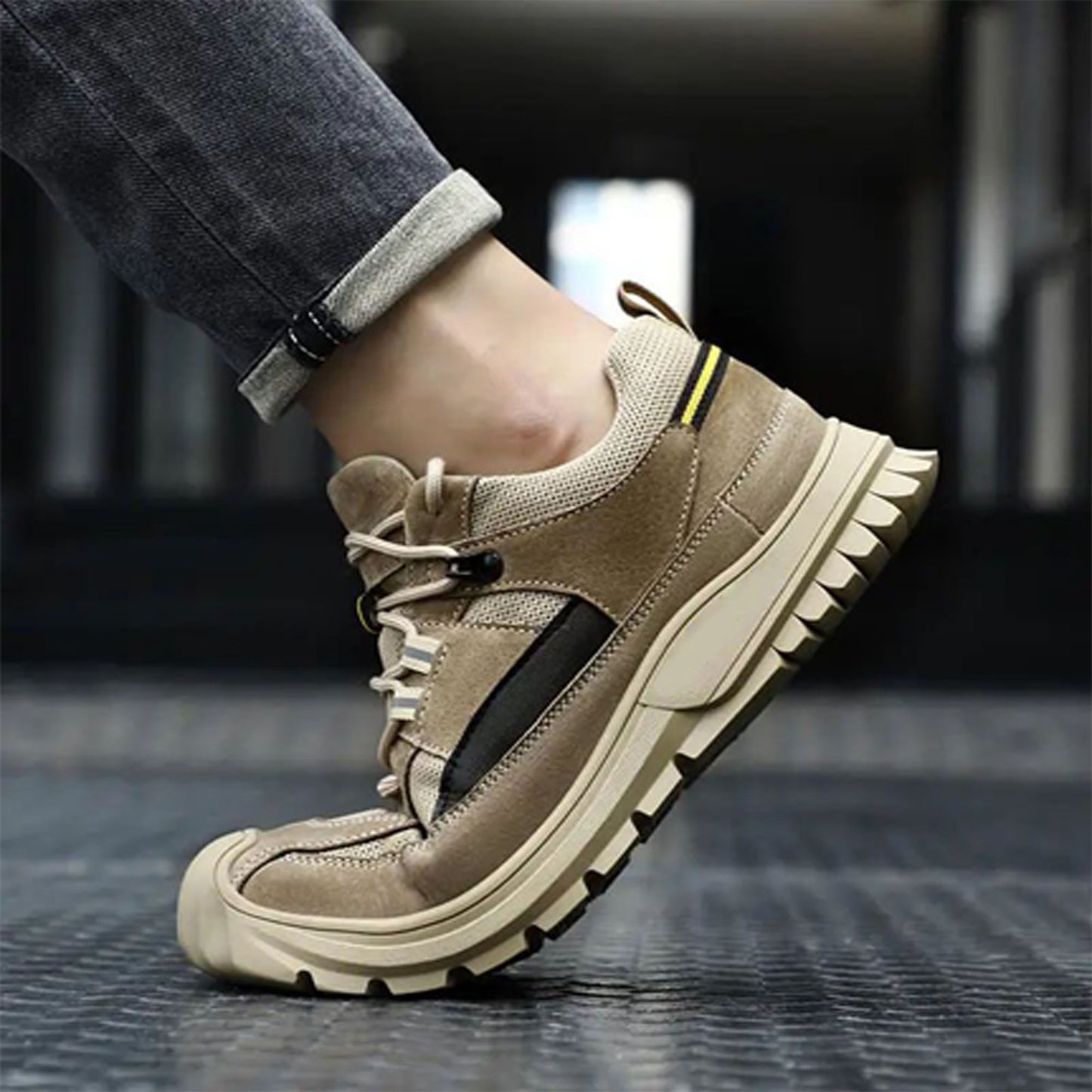 Sicherheitsschuhe Herren Leicht Atmungsaktive Arbeitsschuhe mit Stahlkappe Sneaker Schutzschuhe