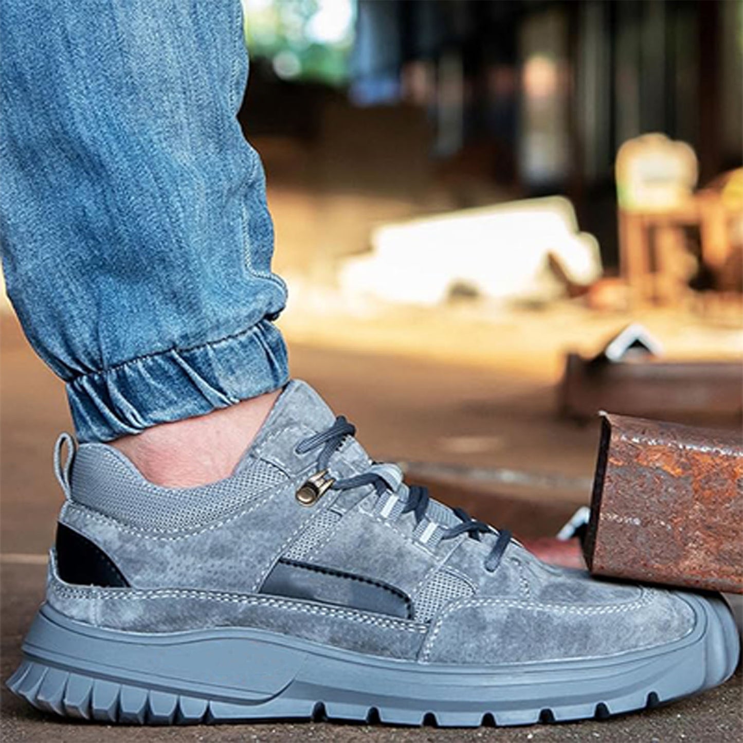 Sicherheitsschuhe Herren Leicht Atmungsaktive Arbeitsschuhe mit Stahlkappe Sneaker Schutzschuhe