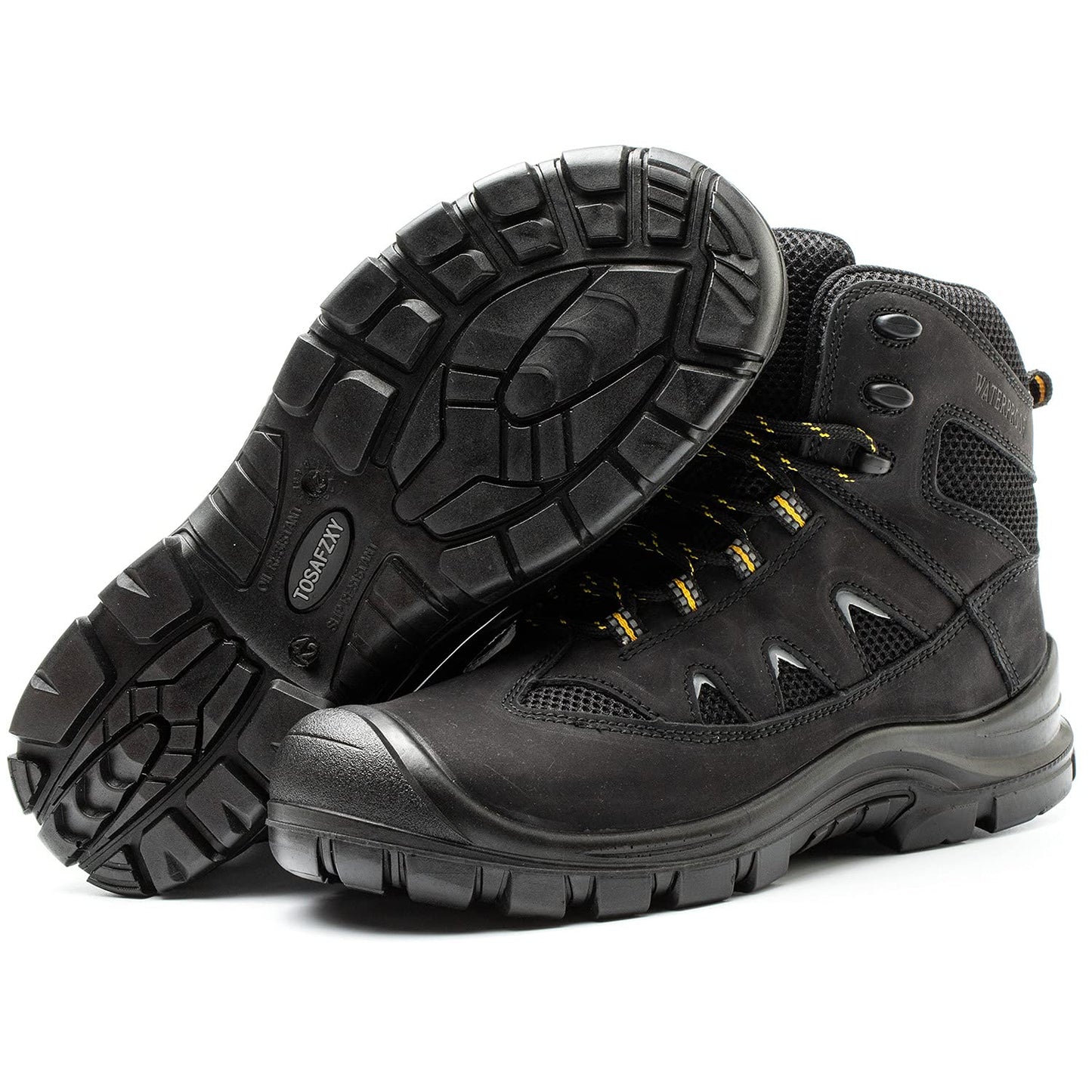Work Boots for Men, 6 Inch Steel Toe Shoes Non-Slip WaterProof and Puncture Proof Safety Boots Outdoor Lightweight Men Work Shoes