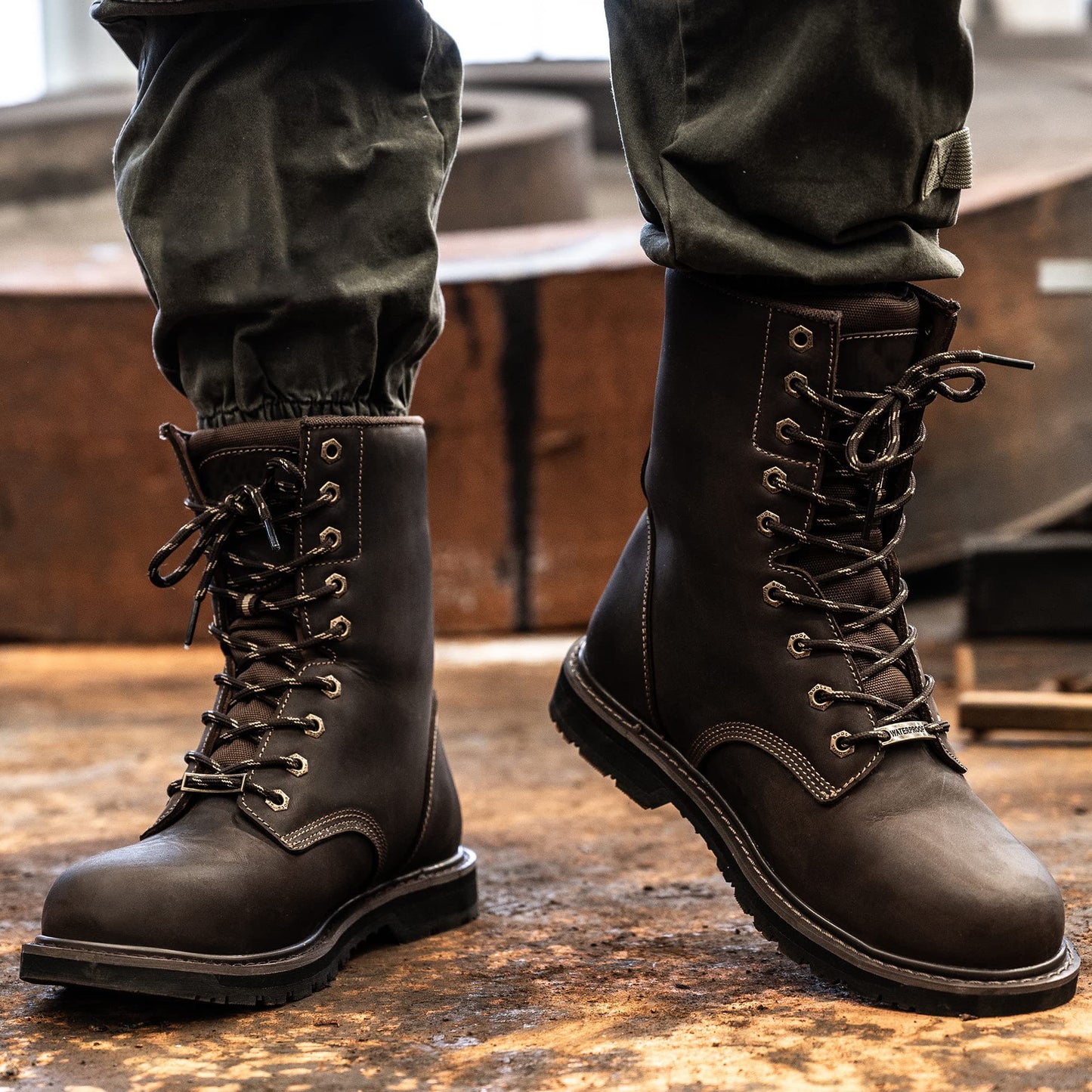 Waterproof Steel Toe 8 Inch Work Boots For Men Loggers and Hunt Industrial&Construction Insulated Safety Winter Shoes Breathable Performance Puncture-proof Footwear