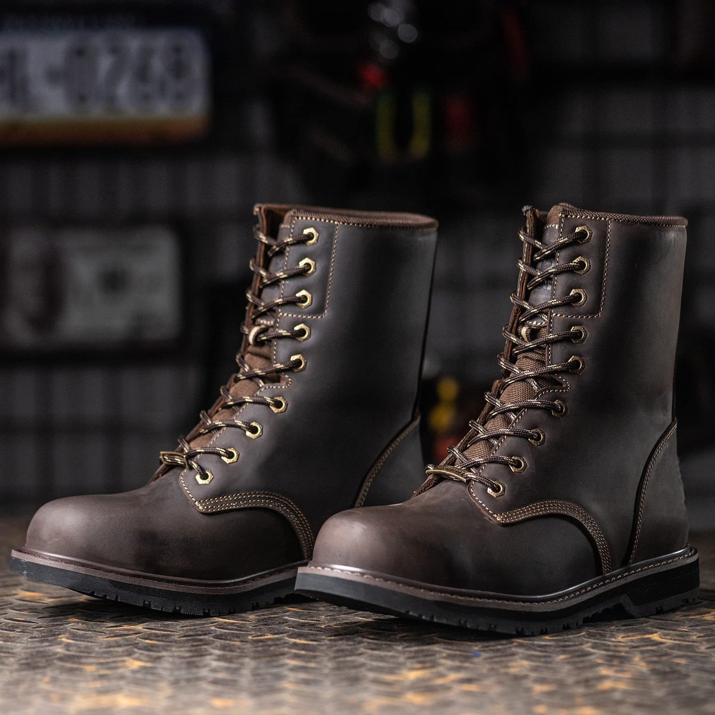 Waterproof Steel Toe 8 Inch Work Boots For Men Loggers and Hunt Industrial&Construction Insulated Safety Winter Shoes Breathable Performance Puncture-proof Footwear