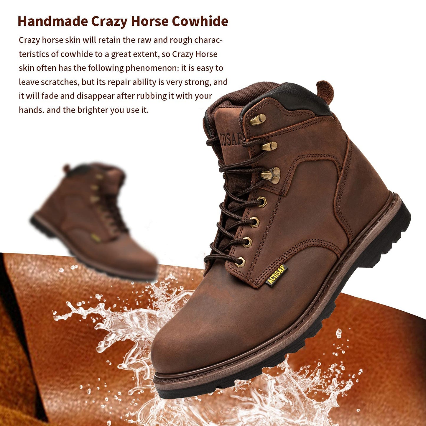 Work Boots for Men Waterproof Comfortable Anti-Fatigue Soft Toe Working Shoes Slip Resistant Construction Safety Work Boots