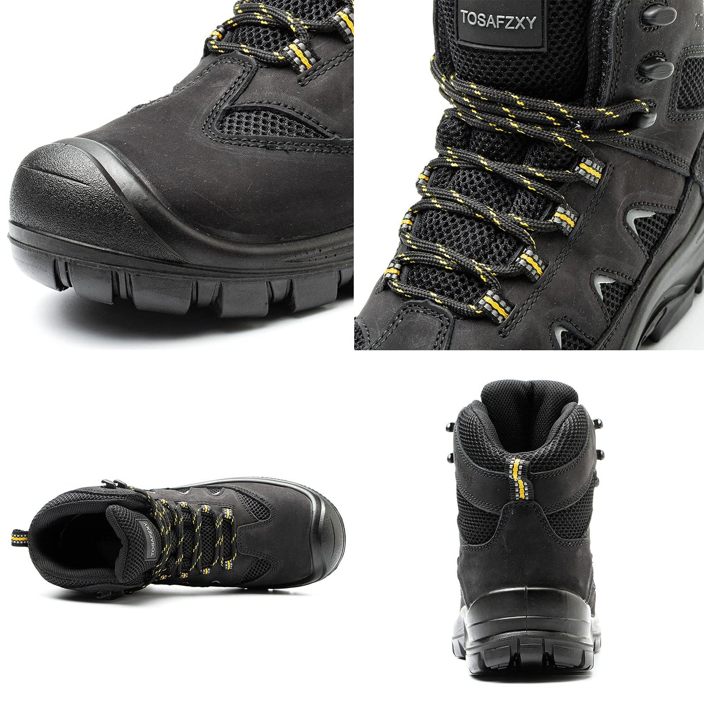Work Boots for Men, 6 Inch Steel Toe Shoes Non-Slip WaterProof and Puncture Proof Safety Boots Outdoor Lightweight Men Work Shoes
