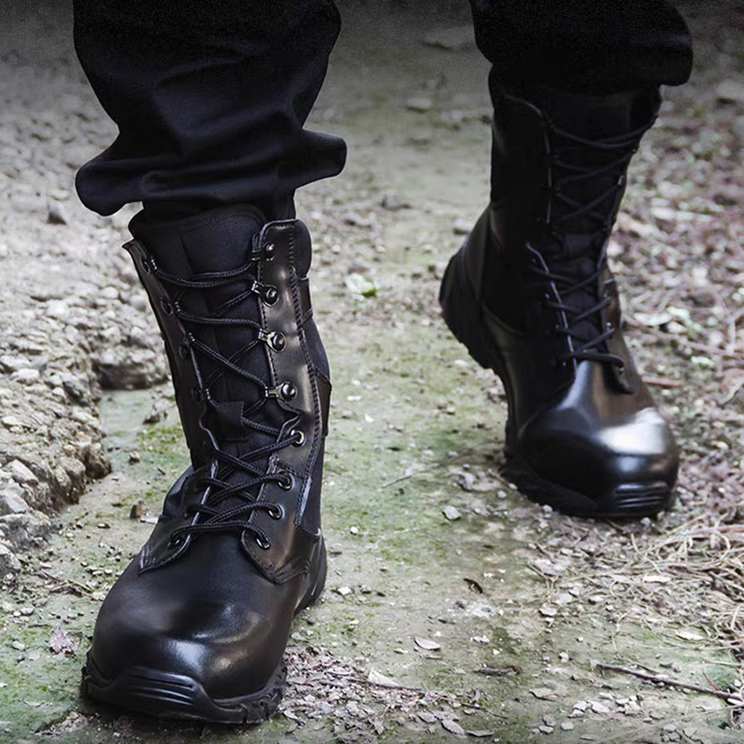 Mens Outdoor Boots Training Hiking Hunting Climbing Breathable Waterproof Desert High Shoes punk cowboy boots