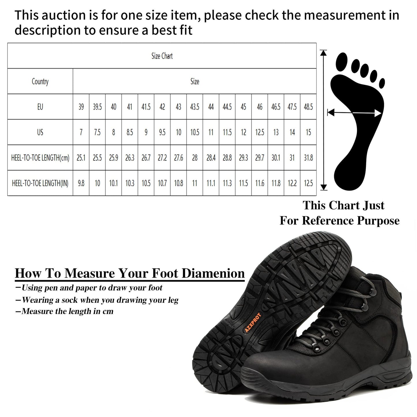 Waterproof Hiking Boots for Men, 6" Comfortable Soft Toe Shoes Mid Non Slip Hiking Shoes Outdoor Travel Shoes Leather Hiking Backpack Boots